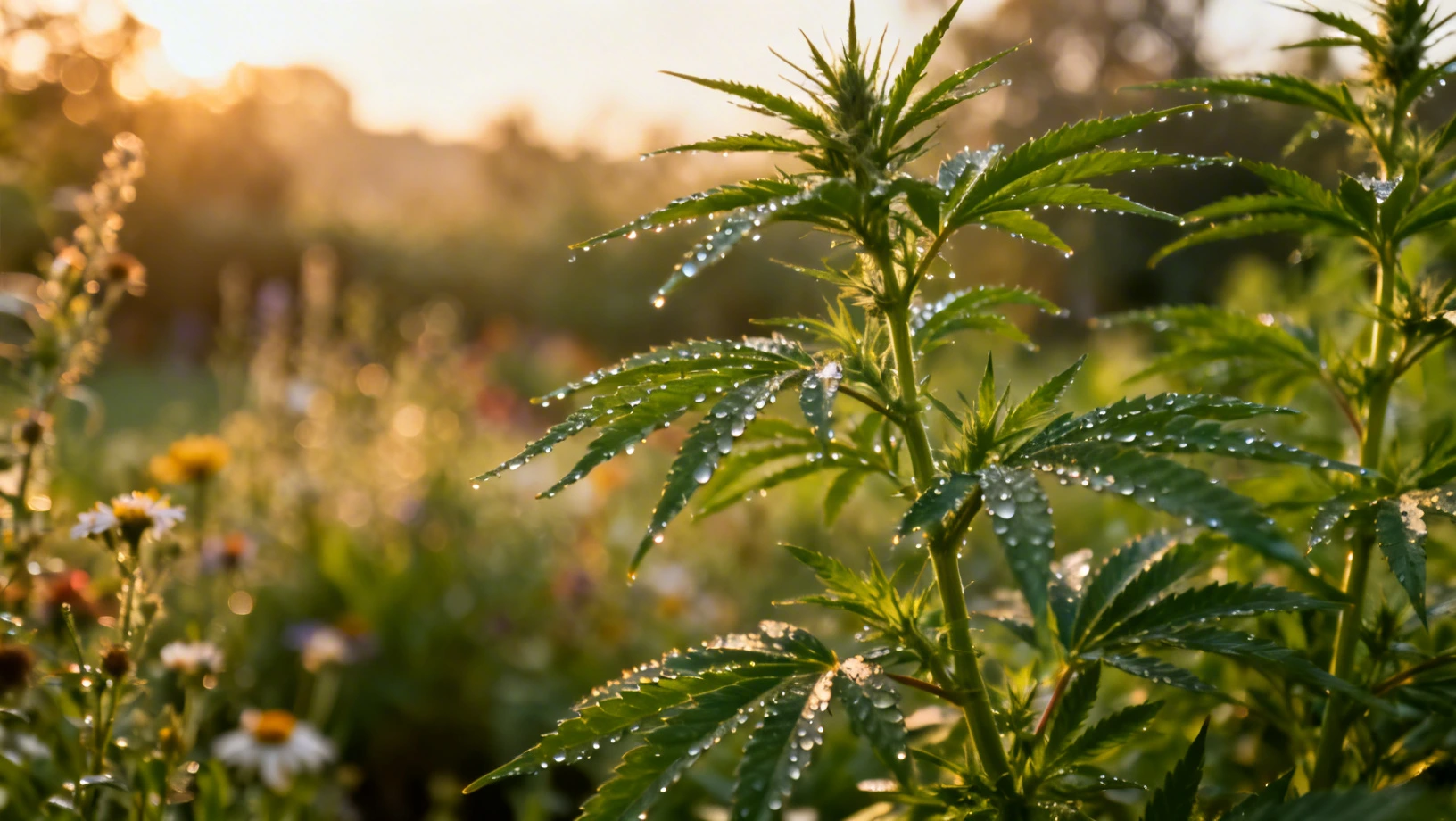 Jardin botanique avec des plantes de chanvre