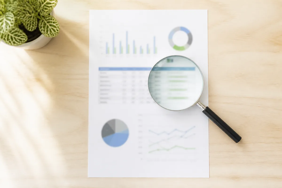 Certificat d analyse imprime pose pres d une plante verte